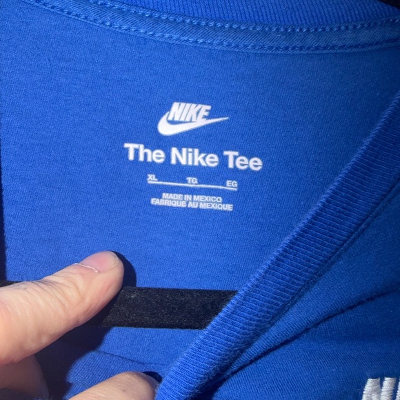 Nike Boys XL 14/16 Long Sleeve T Shirt Blue Crew Neck Swoosh Logo EUC - Picture 2 of 3